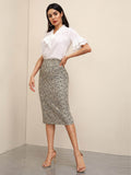 Dalmatian Print Split Back Pencil Skirt