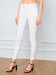 White Wash Belted Skinny Jeans