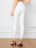 White Wash Belted Skinny Jeans