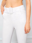 White Wash Belted Skinny Jeans