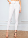 White Wash Belted Skinny Jeans
