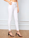 White Wash Belted Skinny Jeans