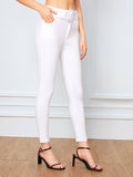 White Wash Belted Skinny Jeans