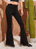 Solid Flare Leg Pants