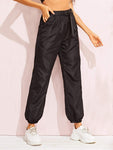 Push Buckle Belted Wind Trousers