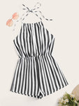 Tie Back Striped Romper