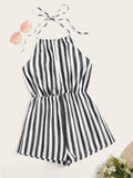 Tie Back Striped Romper